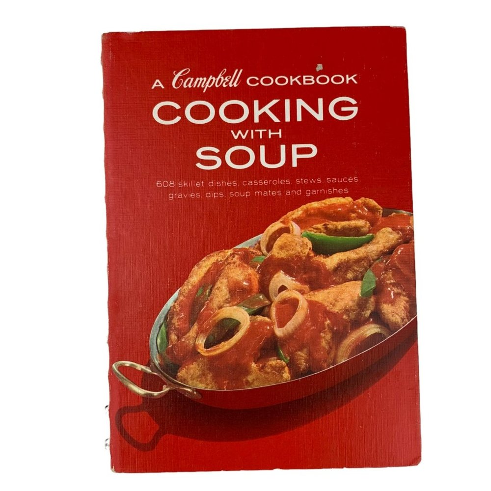 Vtg Campbell Cooking with Soup Cookbook Condensed USA Casseroles Red Dips Spread